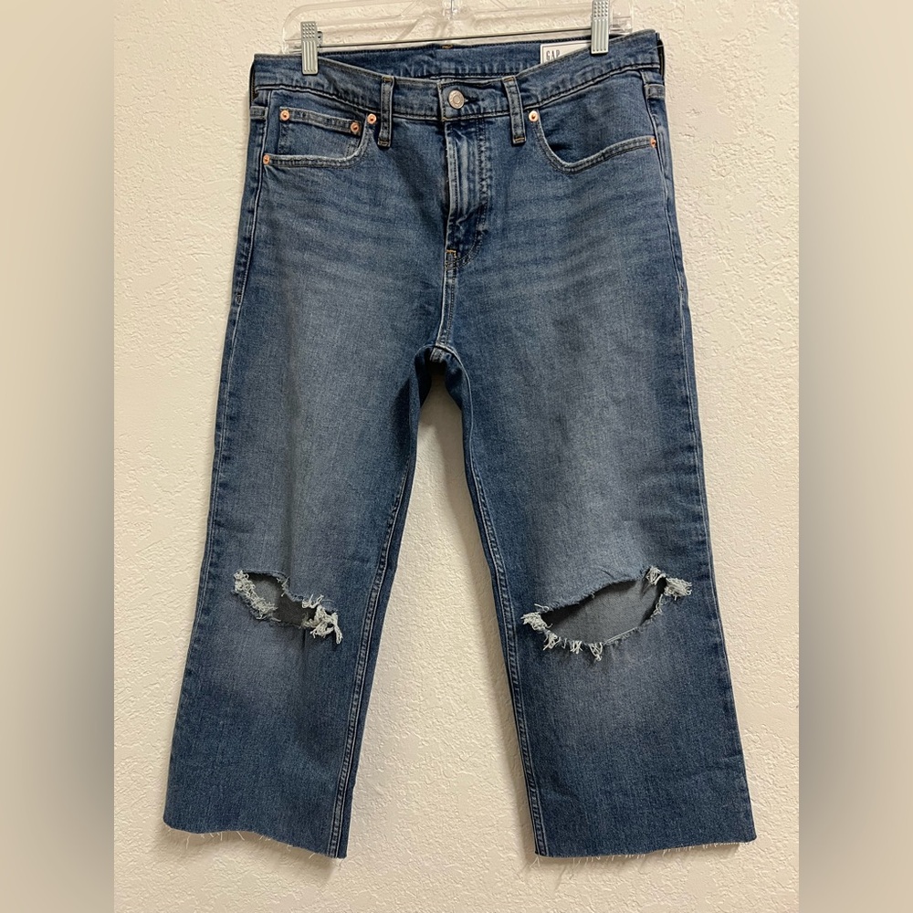 GAP Classic Blue Denim Jeans relaxed straight leg cropped